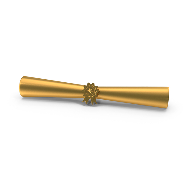 Scroll: Graduation Certificate With Badge Icon Gold PNG & PSD Images