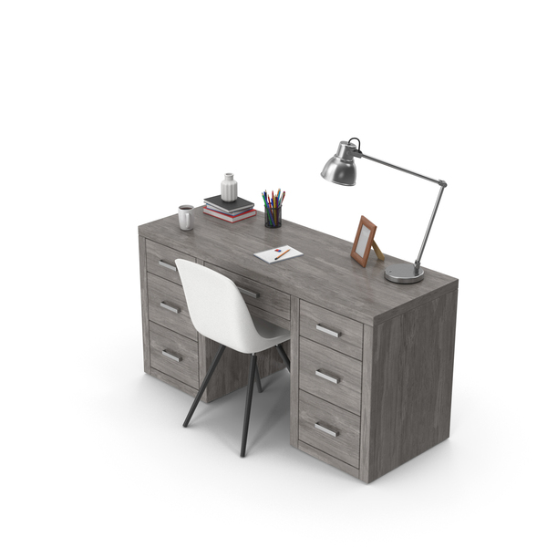 Gray Office Desk Set PNG & PSD Images