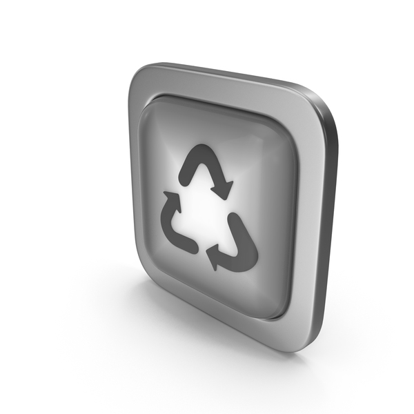 Symbols: Grayscale Square Recycle Button Icon PNG & PSD Images