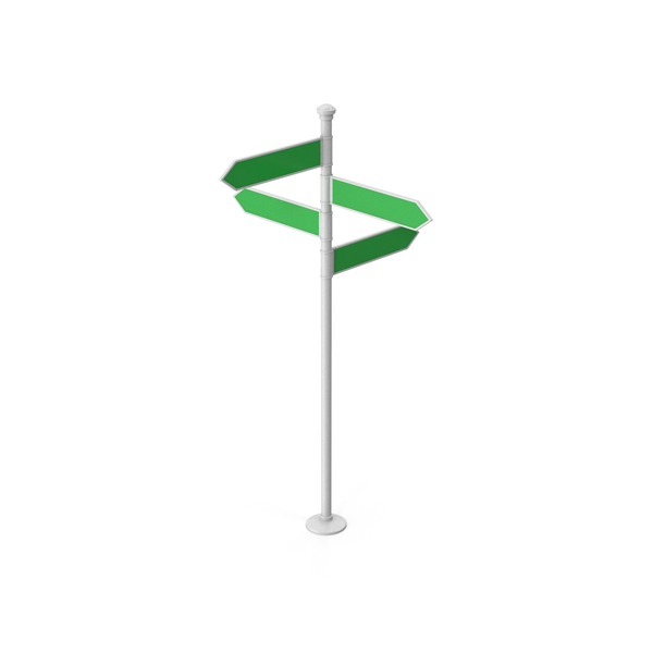 Street Elements: Green Crossroad Signpost PNG & PSD Images