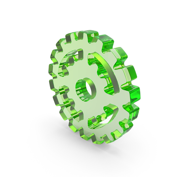 Symbols: Green Glass Gear Icon PNG & PSD Images