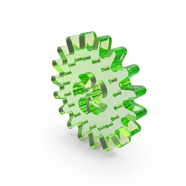 Symbols: Green Glass Gear Icon PNG & PSD Images