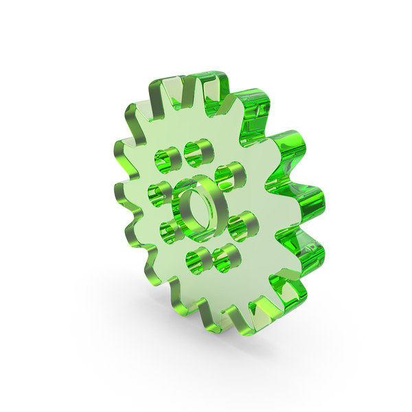 Symbols: Green Glass Gear Icon PNG & PSD Images