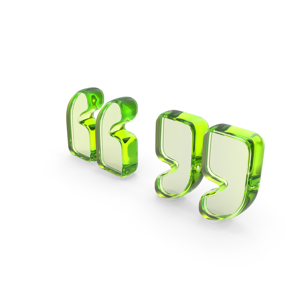 Symbols: Green Glass Quotation Mark Symbol PNG & PSD Images