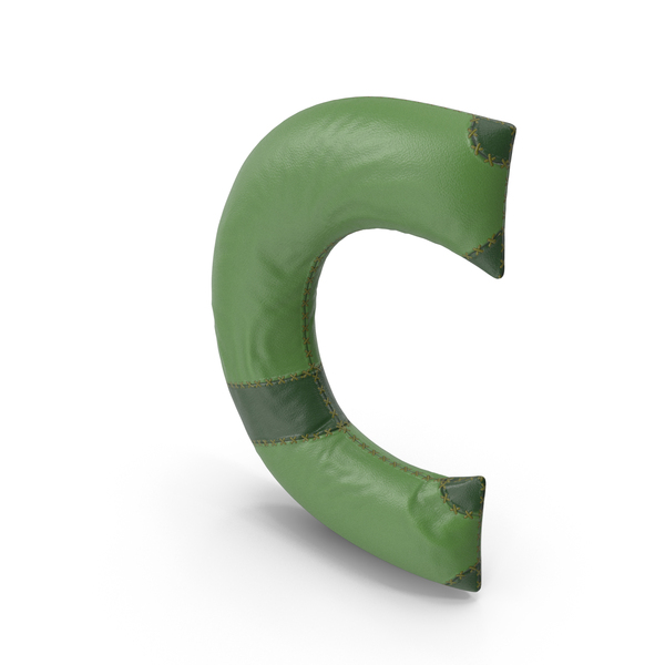 Roman Alphabet: Green Leather Letter C PNG & PSD Images