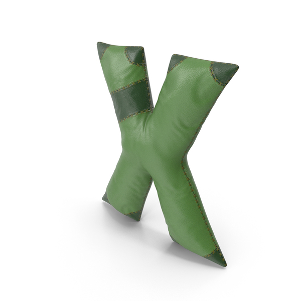 Roman Alphabet: Green Leather Letter X PNG & PSD Images