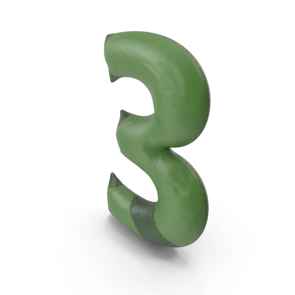 Roman Alphabet: Green Leather Number 3 PNG & PSD Images