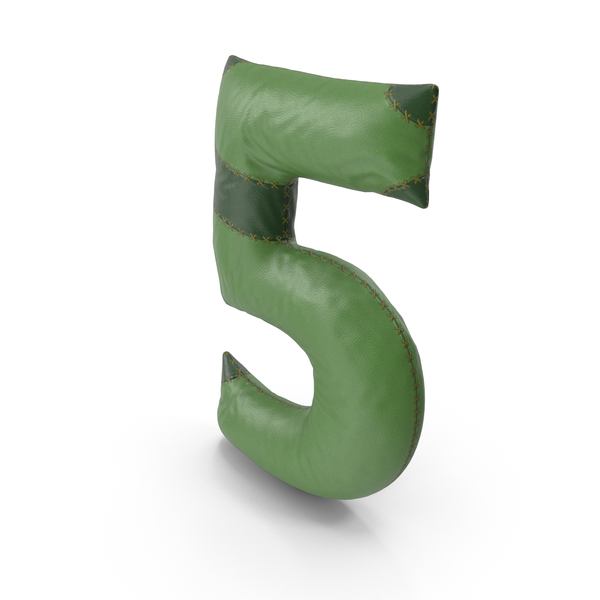 Roman Alphabet: Green Leather Number 5 PNG & PSD Images