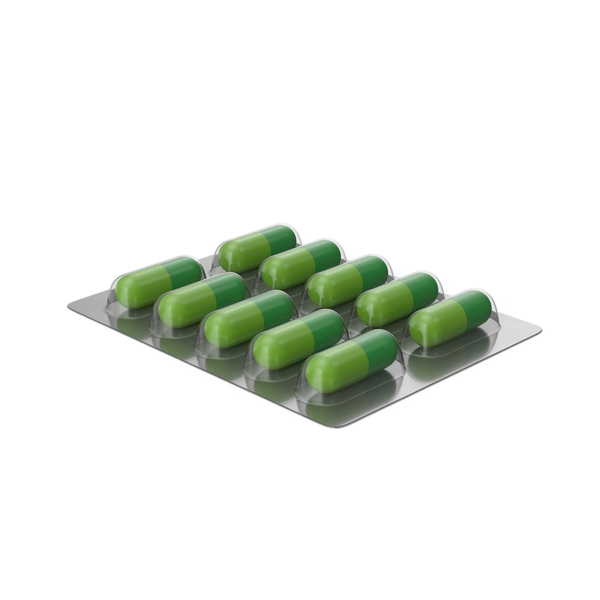 Green Pill Capsule Pack PNG & PSD Images
