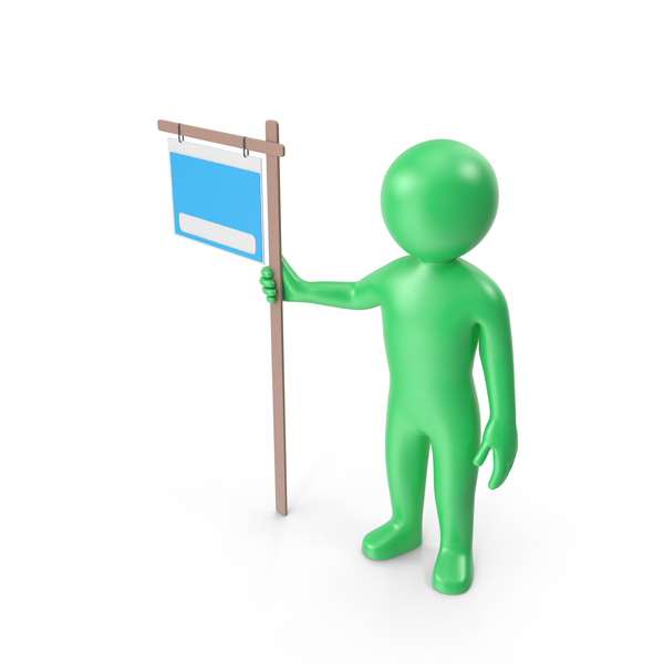 Green Stickman With Sign PNG & PSD Images