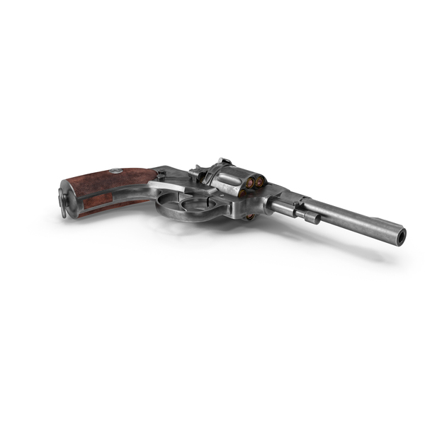 Gun Revolver Nagant M1895 With Cartridges PNG & PSD Images