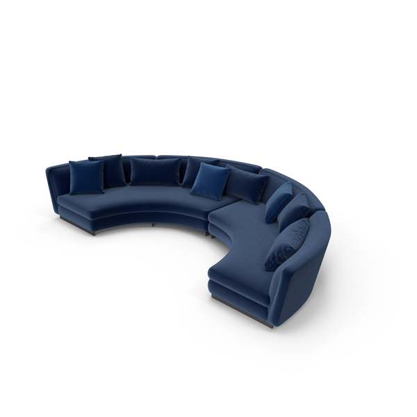Half Circle Sofa Blue PNG & PSD Images