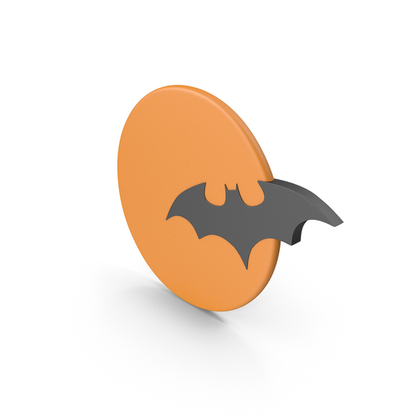 Banner: Halloween Orange Moon with Bat Symbol PNG & PSD Images