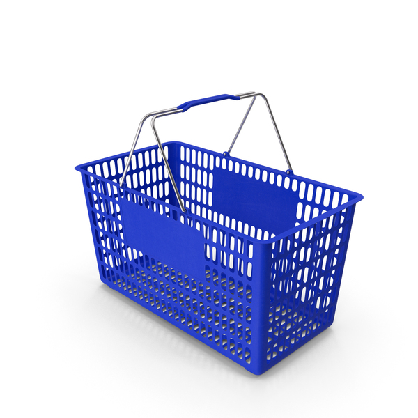 Basket: Hand Carry Shopping Baskets Metal Handle Single Blue PNG & PSD Images