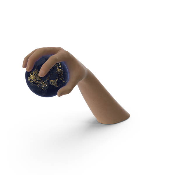 Hand Grabbing Tiny Night Earth PNG & PSD Images