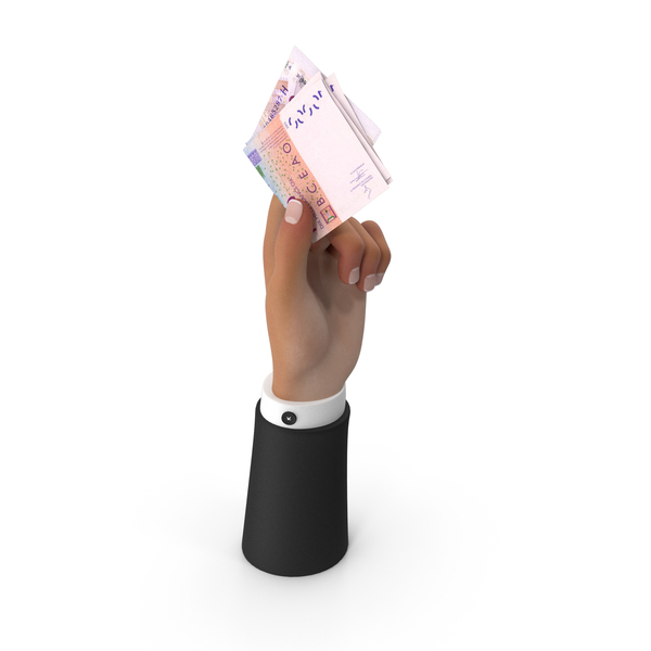 Currency: Hand Holding Raise African 10000 Francs Bill PNG & PSD Images