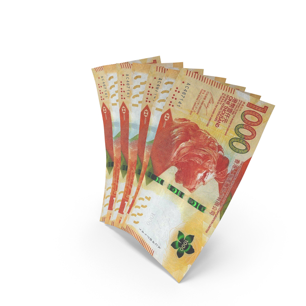Fifty Bill: Handful of 1000 Hong Kong Dollar Banknote Bills PNG & PSD Images