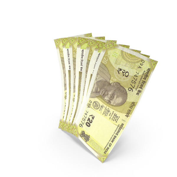 Handful of 20 Indian Rupee Banknote Bills PNG & PSD Images Handful of 20 Indian Rupee Banknote Bills PNG & PSD Images