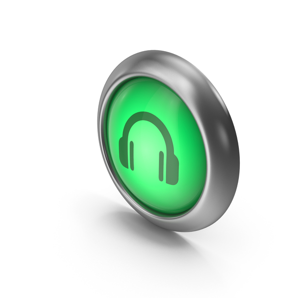 Computer: Headphones Green Icon Button PNG & PSD Images
