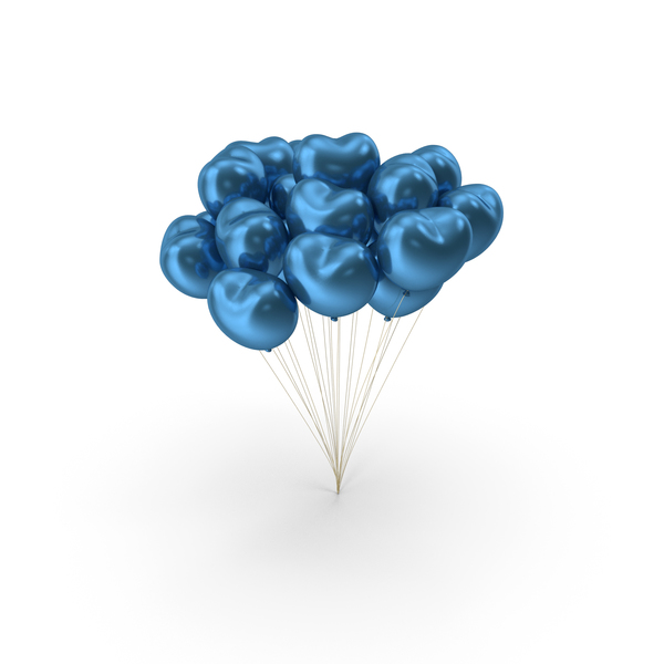 Valentine's: Heart Balloons Party Blue Shine PNG & PSD Images