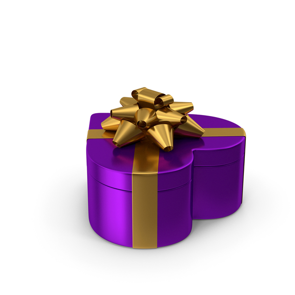 Holiday Accessories: Heart Gift Box Purple Gold PNG & PSD Images Holiday Accessories: Heart Gift Box Purple Gold PNG & PSD Images