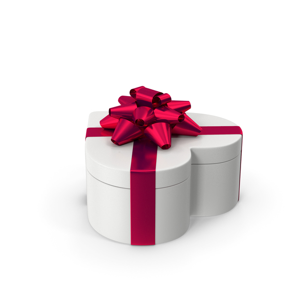 Holiday Accessories: Heart Gift Box White Red PNG & PSD Images