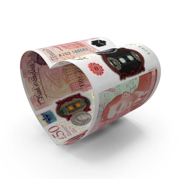 20 Note: Heart Shape England 50 Pound Notes PNG & PSD Images