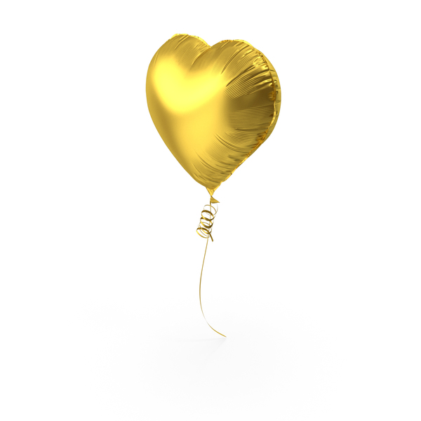 Balloons: Heart Shaped Foil Balloon Matte Gold PNG & PSD Images