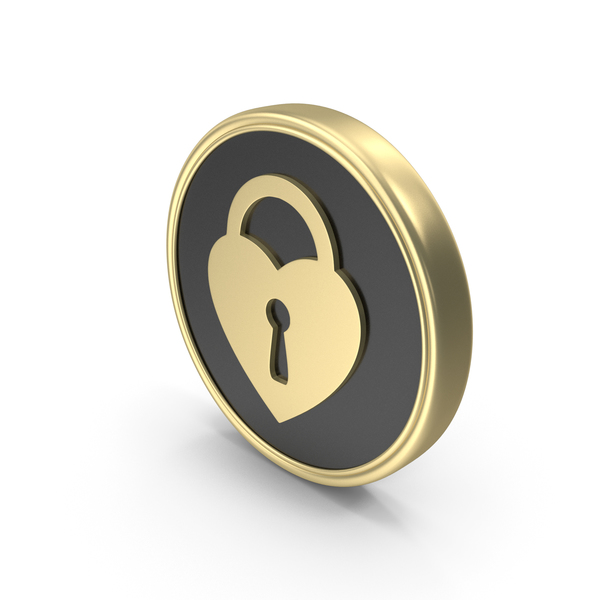 Heart Unlock Coin Logo Gold PNG & PSD Images