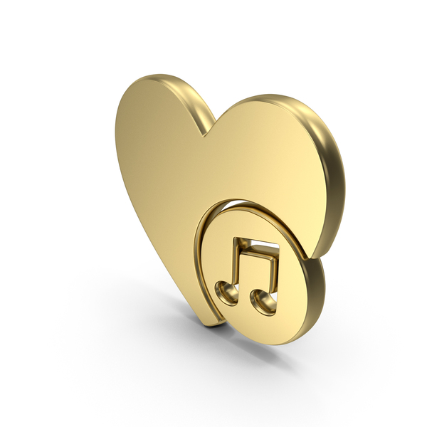Musical: Heart with Music Note Symbol Gold PNG & PSD Images Musical: Heart with Music Note Symbol Gold PNG & PSD Images
