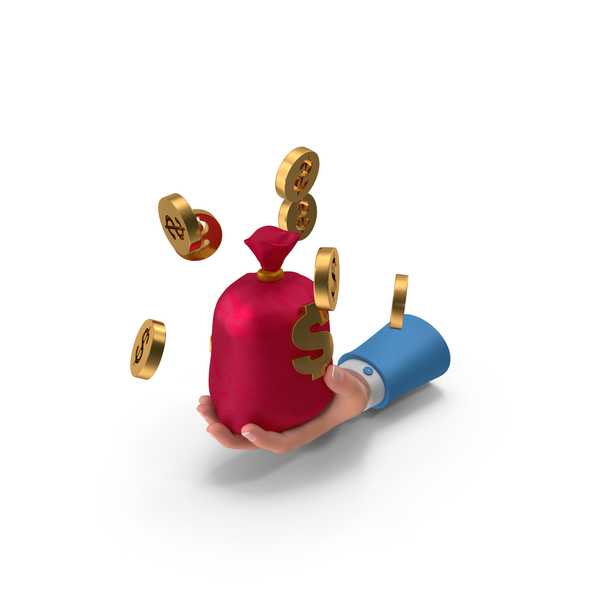 Holding Dollar Bag Money Left Hand With Coins PNG & PSD Images