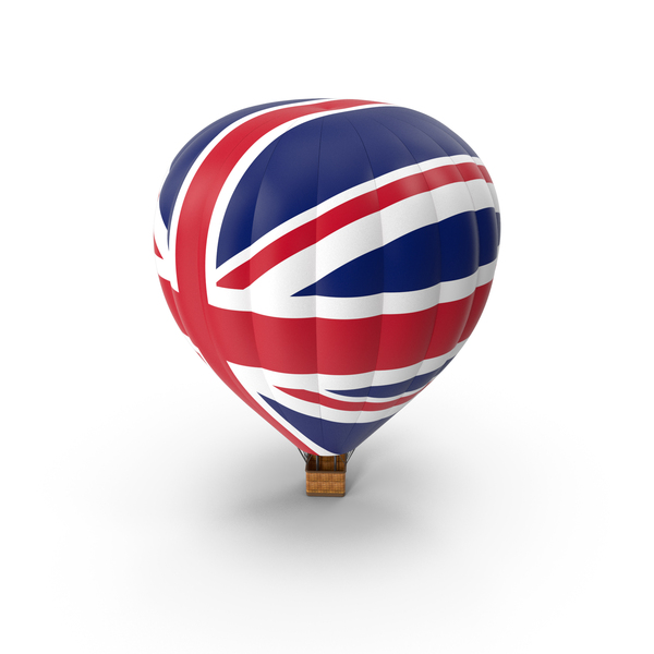 Hot Air Balloon With British Flag Texture PNG & PSD Images