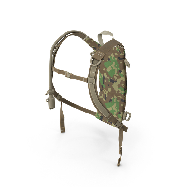 Bag: Hydration Backpack Carrier Camouflage Worn Position PNG & PSD Images