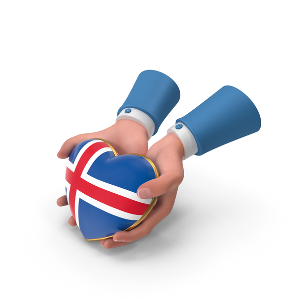 Iceland Country Heart Flag Hold in Hands PNG & PSD Images