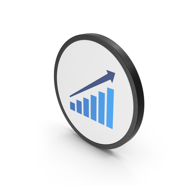 Line Chart: Icon Graph With Arrow Blue PNG & PSD Images