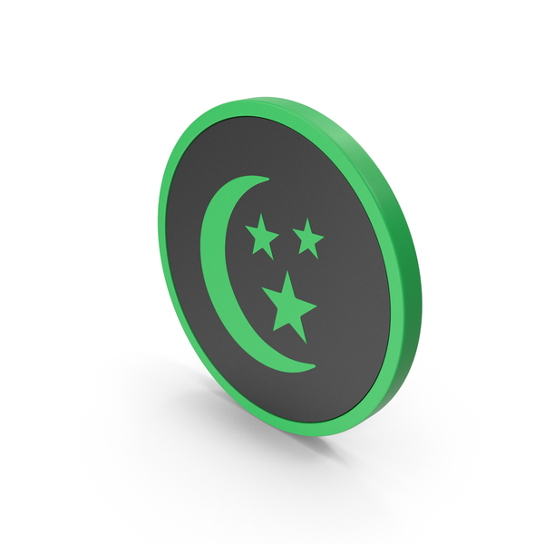 Meteorology Symbols: Icon Moon With Stars Green PNG & PSD Images