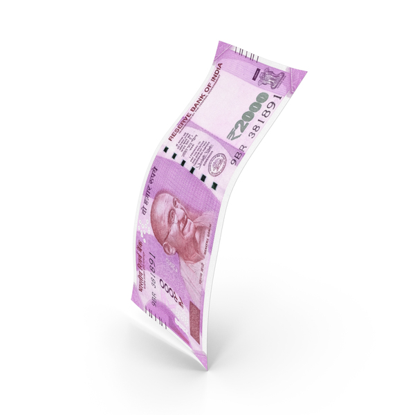 Banknote: Indian 2000 Rupees Money Single Note Falling Vertical PNG & PSD Images