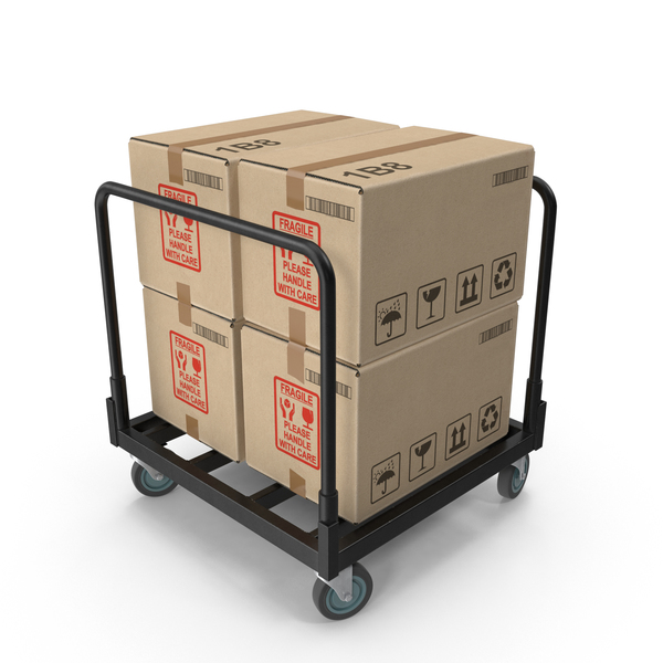Cardboard Box: Industrial Cart of Boxes PNG & PSD Images