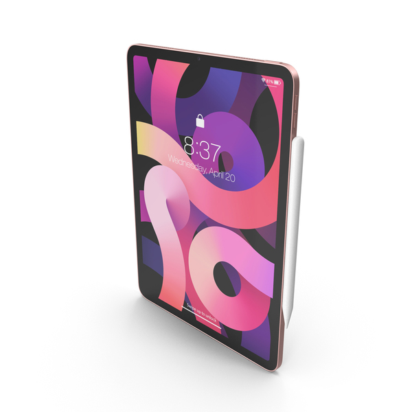 Tablet Computer: iPad Air 2020 Rose Gold 3D Model PNG & PSD Images