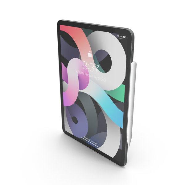 Tablet Computer: iPad Air 2020 Silver 3D Model PNG & PSD Images