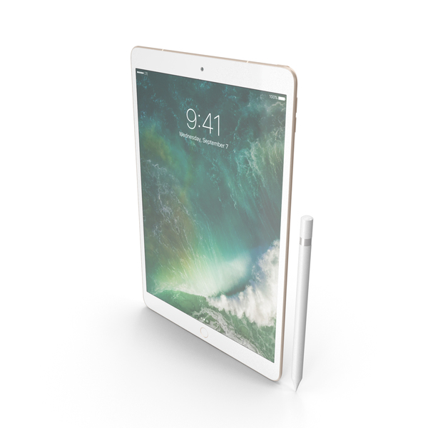 Tablet Computer: iPad Pro 10.5 (2017) Gold with Pencil PNG & PSD Images Tablet Computer: iPad Pro 10.5 (2017) Gold with Pencil PNG & PSD Images