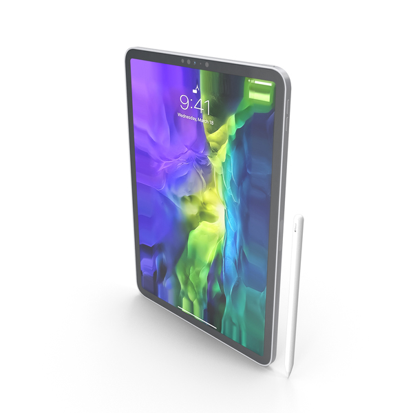 Tablet Computer: iPad Pro 11 2020 Silver with Pencil PNG & PSD Images Tablet Computer: iPad Pro 11 2020 Silver with Pencil PNG & PSD Images