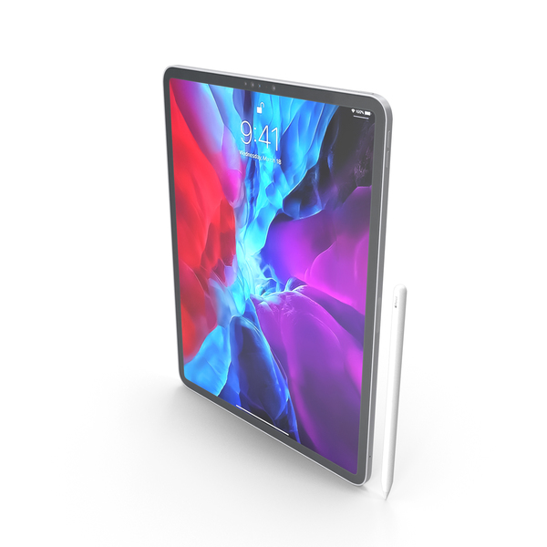 Computer Equipment: iPad Pro 12.9 2020 Silver with Pencil PNG & PSD Images Computer Equipment: iPad Pro 12.9 2020 Silver with Pencil PNG & PSD Images