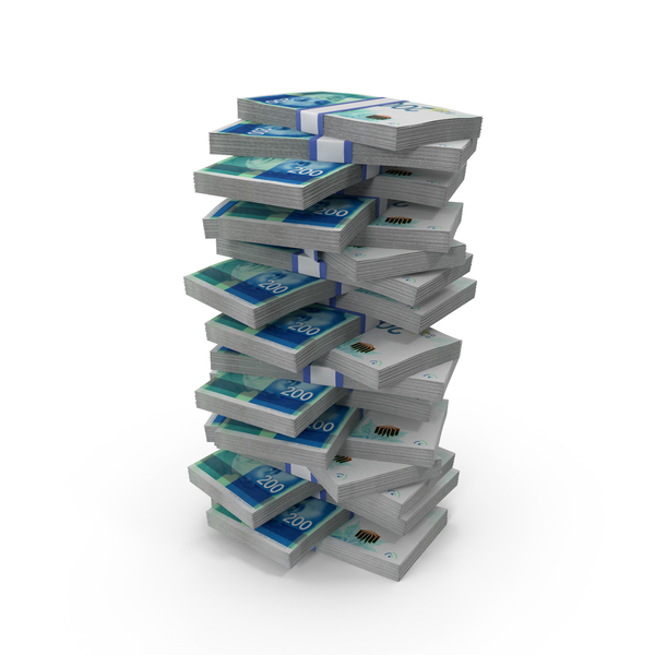 Currency: Israel 200 Shekels Money Lots Bills Stack Arranged PNG & PSD Images