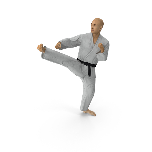 Martial Artist: Japanese Karate Fighter Pose with Fur PNG & PSD Images