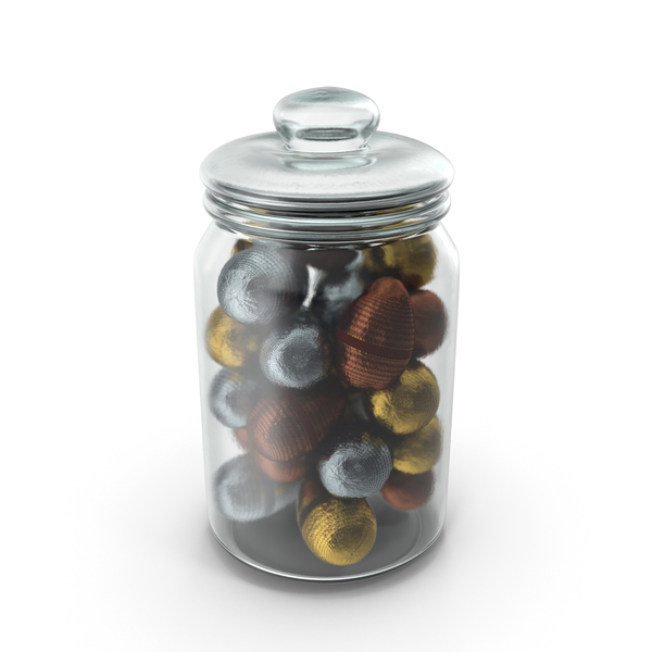 Jar with Fancy Wrapped Chocolate Easter Eggs PNG & PSD Images Jar with Fancy Wrapped Chocolate Easter Eggs PNG & PSD Images