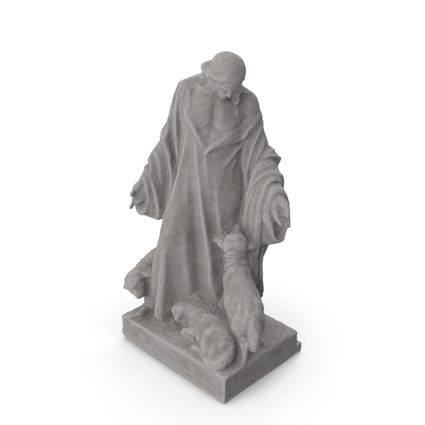 Statue: Jesus with Sheeps Stone PNG & PSD Images