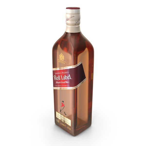 Whiskey: Johnnie Walker Blended Scotch Whisky Red Label 1L Bottle PNG & PSD Images