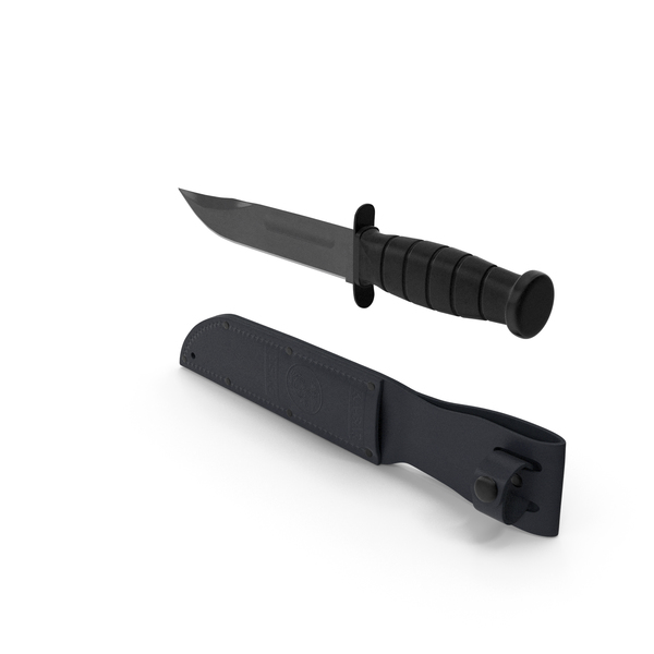 Ka Bar Combat Knife with Leather Sheath Black PNG & PSD Images
