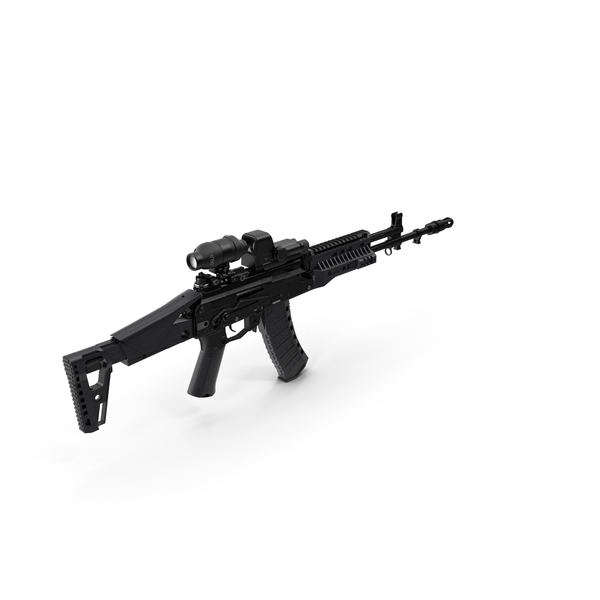 Assault Rifle: Kalashnikov Firearm AK 12 2023 With Optics PNG & PSD Images